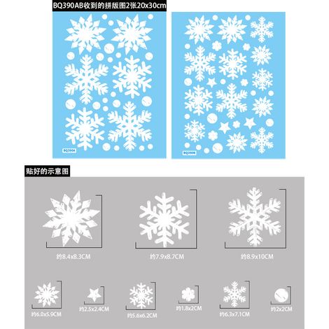 Autocollants statiques flocons de neige de Noël, autocollants décoratifs de Noël pour vitres, décorations de fenêtre pour le Nouvel An, autocollants flocons de neige dorés et argentés pour fenêtres.