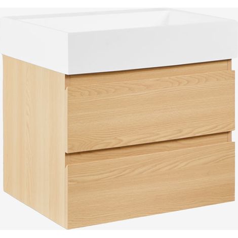 SKLUM Badezimmerset aus Holz und Eschenfurnier mit integriertem Waschbecken Ona                                   