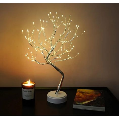 Lampada notturna a LED a forma di bonsai, decorativa, con 108 lampadine LED, cavo di ricarica USB incluso o alimentazione a batterie, design flessibile, ideale per camera da letto, soggiorno o ufficio (1/5)