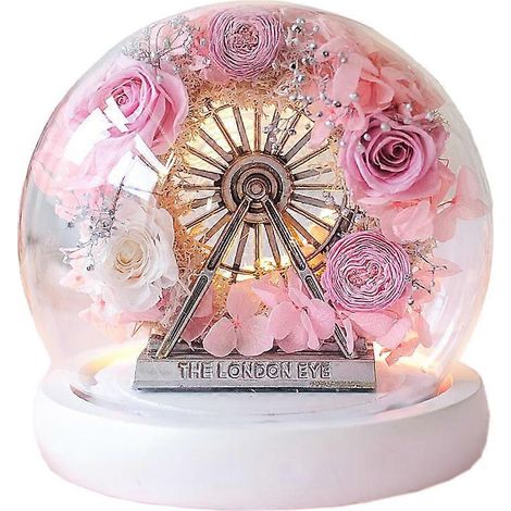 Cadeau créatif pour la Saint-Valentin - Ornement décoratif de grande roue Fleur éternelle - Rose (1/5)