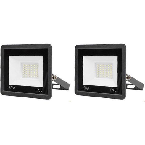 Lot de 2 lampes de sécurité extérieures 50W LED ultra-lumineuses avec détecteur de mouvement PIR (1/4)