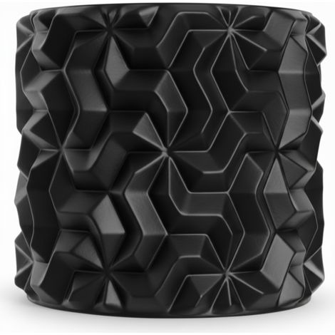 Cache-pot noir à motif géométrique 3D pour plantes en mezzanine (1/3)