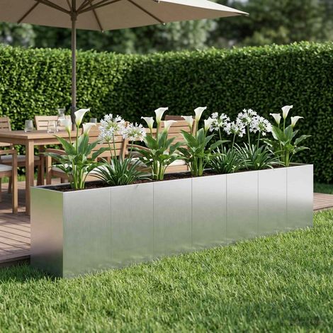 vidaXL Macetero de Jardín Plateado 280 x 40 x 60 cm Acero Galvanizado (1/5)