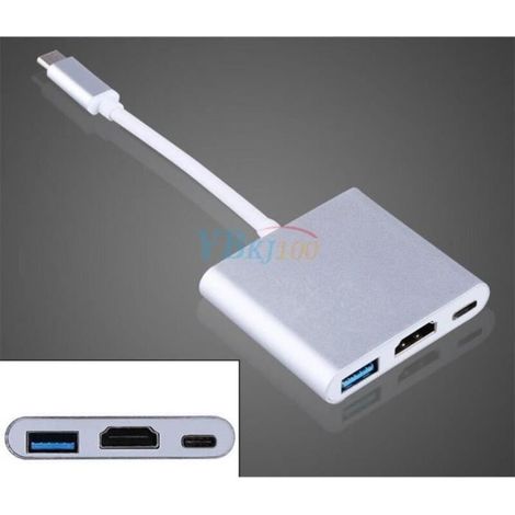 Adaptateur USB 3.1 Type C - Non spécifié - HDMI - Multiport - Charge - Gris