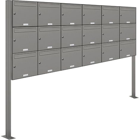18er Premium Standbriefkasten RAL 9007 freistehend Postkasten Ständer 6x3 (1/5)