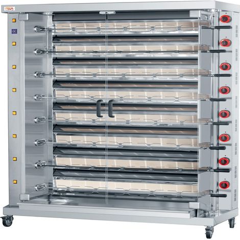 Rôtissoire gaz infrarouge 64 poulets - 8 broches - 80 000 Kcal/h - INDESXL 8 - FECA (1/2)