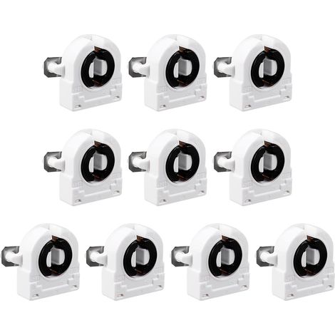 2A T8 LED Tube Douille x 10PCS Non Shunté Single Head Fluorescent Lampe Support G13 Base Lumière Douille pour LED Fluorescent Tube Rechanges, [Blanc] (1/5)