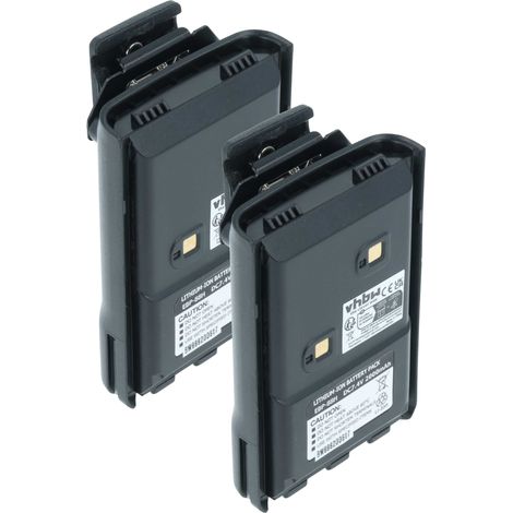 vhbw 2x Akku Ersatz für Alinco EBP-88, EBP-88H für Funkgerät, Walkie Talkie (2000 mAh, 7,4 V, Li-Ion) + Gürtelclip