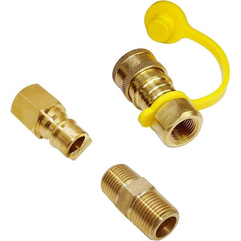 Raccords rapides pour gaz naturel 3/8", kit de déconnexion rapide pour tuyau de propane GPL, NPT mâle x NPT femelle 3/8" (1/4)