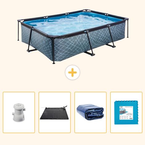 Exit-toys Piscine Exit Rectangulaire - Effet Pierre - 300x200x65 cm - 5-pièces S340 (1/5)