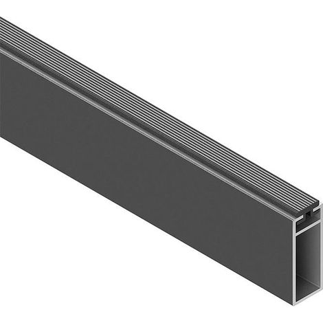 tubo rectangular de armario. medidas 30x12 mm y largo 3m. modelo stor. aluminio y grafito con goma superior anti-ruido