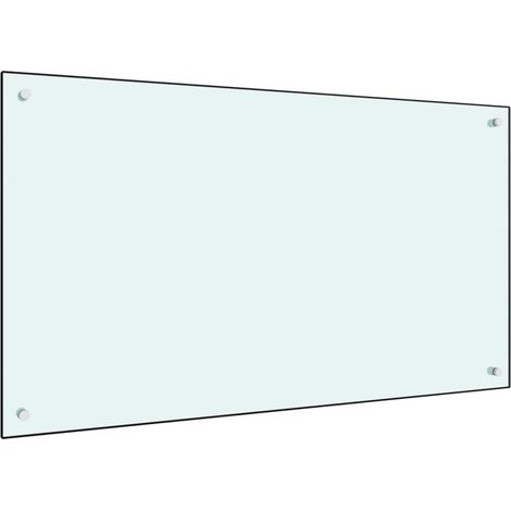 Dosseret de cuisine Fond de hotte Crédence de cuisine Blanc 100x60 cm Verre trempé NSME3146 (1/5)