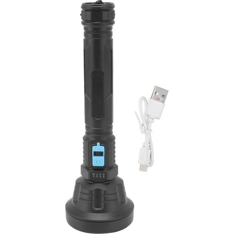 Lampe Torche LED Rechargeable USB, 3 Modes, Affichage Batterie, ABS Résistant pour Camping, Pêche Nocturne Extérieure (1/5)