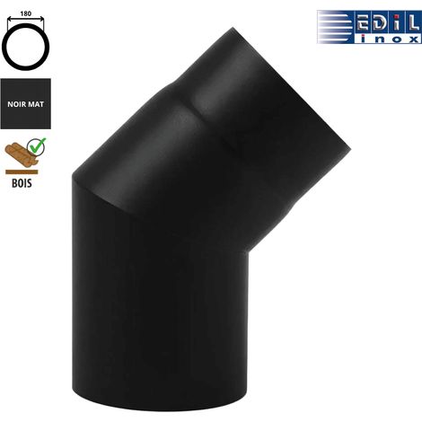 Coude 45° émaillé noir mat Edilinox - Diamètre 180 mm