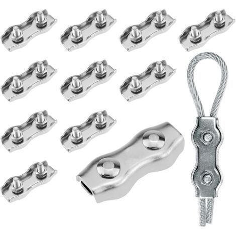 Duplex Cable Tie Clips 12 Pieces M3 Duplex Clips, 304 Steel Cable Ties 3mm Duplex Clamps for 3mm Steel Cable, for Wire Rope Clotheslines, Sun Sails (1/5)