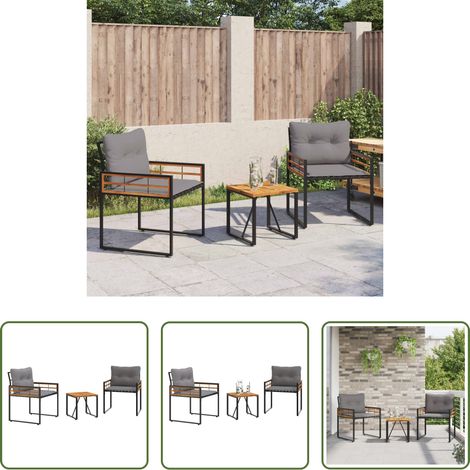 vidaXL Balkonmöbel - Gartenmöbel Set mit Kissen 3 pcs Hellgrau (1/5)