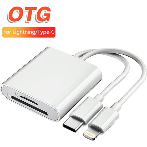Lecteur de carte OTG 2-en-1 - Prend en charge les cartes SD/TF, compatible avec iPhone, PC, ordinateur portable - Plug & Play, aucune application requise (1/5)