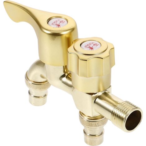 Robinet lave-linge - 2 pouce - 1/2" - laiton - double sortie (1/5)