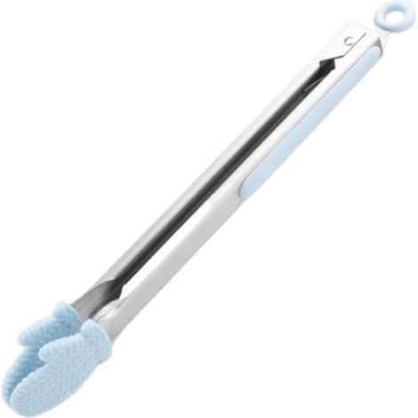 Pinzas de cocina, barra de ensaladas y utensilios para asar a la parrilla, con espátula de silicona para salchichas y herramienta para freír, 30 cm (paquete de 2, azul cielo) (1/5)
