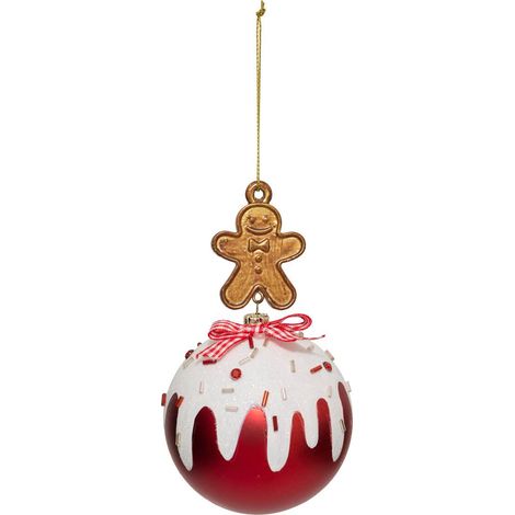 Palla di pan di zenzero d.8cm rosso - Feeric lights & christmas
