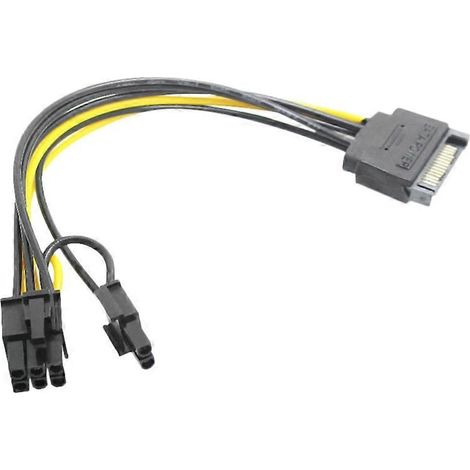 15-Pin-SATA-Stecker auf 8-Pin(6+2)-PCI-E-Stromkabel für Grafikkarte (1 Stück)
