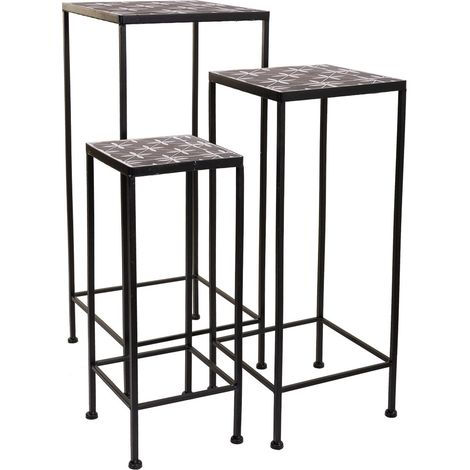 Set 3 soportes de macetas de metal negros