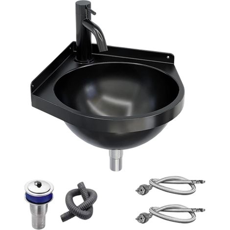 Petit lavabo mural vasque en acier inoxydable triangulaire semi-circulaire petit lavabo d'angle Pour Jardin Terrasse Appartement Buanderie Salle De Bain Cuisine Maison Entrée (1/5)