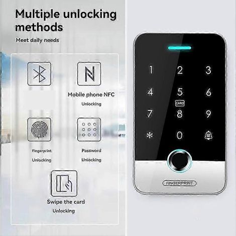 Clavier de contrôle d'accès par empreinte digitale NFC, RFID 125K, système de contrôle d'accès autonome IC 13,56M, ouvre-porte, lecteur de cartes, déverrouillage. (1/5)