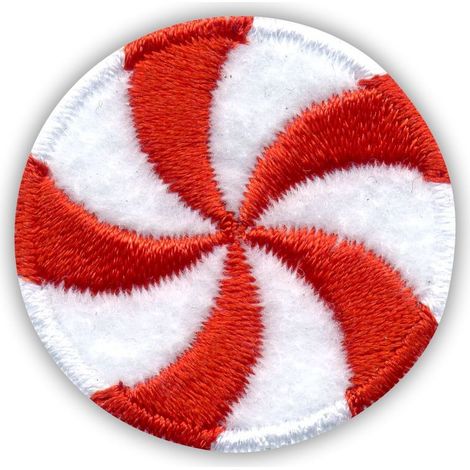 Patchion Peppermint Candy - bianco e rosso - Retro autoadesivo - Toppa/distintivo/emblema ricamato