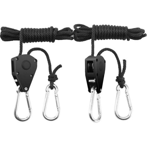 1 Pair (2 Pieces) 1/8 Inch Adjustable Ratchet Hangers Adjustable Hook Rope Ratchet Strap Rope Rope Ratchet Heavy Duty Adjustable,Each Pair Holds 68 kg