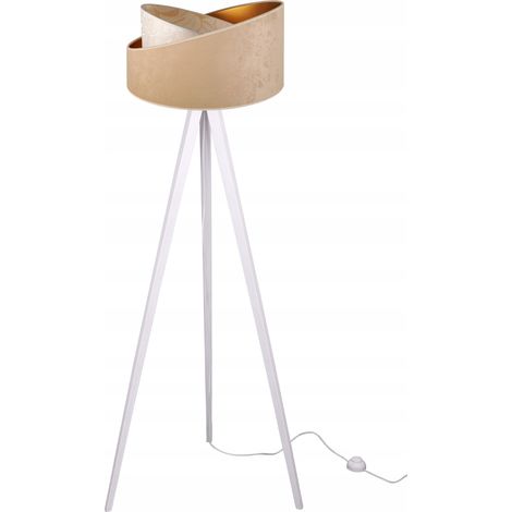 LAMPADA DA TERRA CON TREPPIEDE E PARALUME IN LEGNO (1/5)
