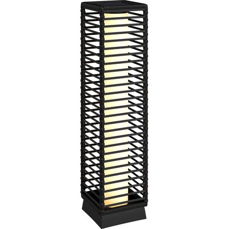 Lanterne Solaire Extérieure en résine tressée lampadaire sans fil rechargeable capteur de lumière 16 x 16 x 68 cm noir