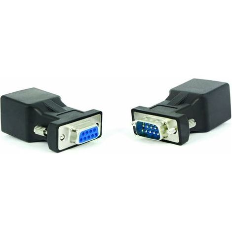 Adaptateur RJ45 vers RS232, Port série DB9 9 broches mâle vers RJ45 femelle Cat. 5e/6 Ethernet LAN Étendre adaptateur,2pcs(mâle + femelle) (1/5)