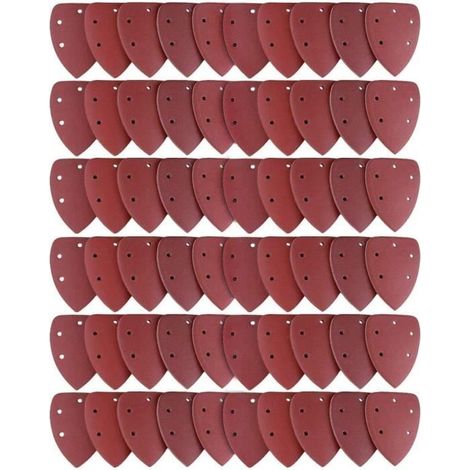 Lot de 60 feuilles abrasives pour ponceuse multifonction, grains 40, 60, 80, 100, 120, 180, 240, 320, 400 et 800 (1/4)