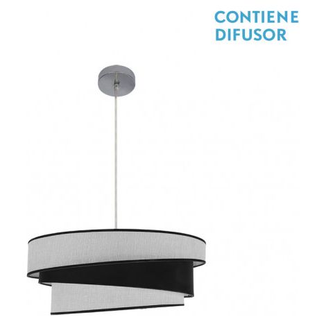 hara lampada a sospensione 2xe27 cromo/bianco-nero regx50x50 cm