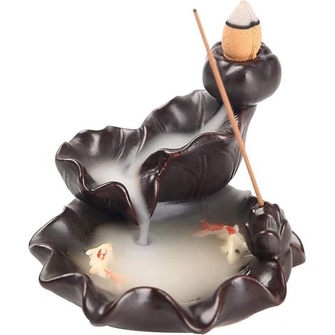 Brûleur D'Encens À Contre-Écoulement - Céramique Lotus - Pour Méditation Et Décoration Intérieure - 1 Pièce (1/5)