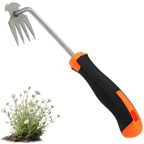 Arrache-mauvaises herbes (1 pièce), désherbeur manuel, outil de désherbage en acier inoxydable, outil de jardin, désherbeur manuel, arrache-mauvaises herbes de jardin (orange)-NANOTEH (1/5)