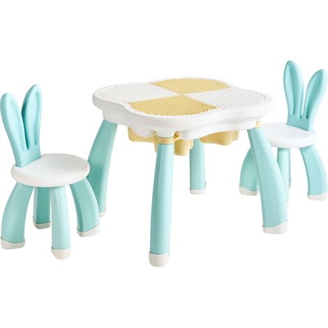 Kids Table and Chairs White and Green HDPE Garden Water and Sand Activity Sensory Play BUNYAN (1/5)
