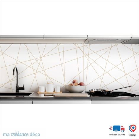 Crédence : Diagonales - Couleur Beige ivoire - Alu composite - 120 - 60 (1/3)