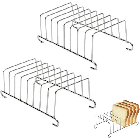 Lot de 2 Supports à pain, Acier inoxydable, 8 tranches, Accessoire cuisine, Pour friteuse air chaud et four (1/5)