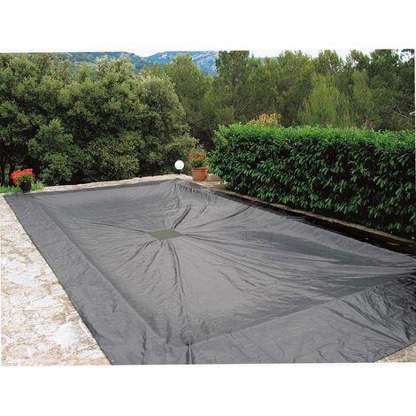 Bâche Piscine Rectangulaire 140g/m² - Protection Hivernage Été - Traitement Anti-UV - Filet Évacuation Eau Pluie - (1/2)