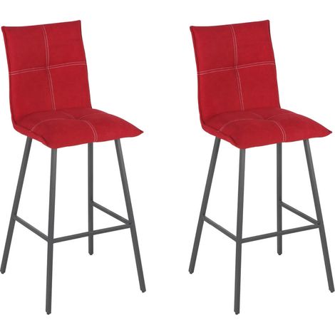 LAGOS - Lot de 2 Tabourets Rouges Assise H65cm (1/5)