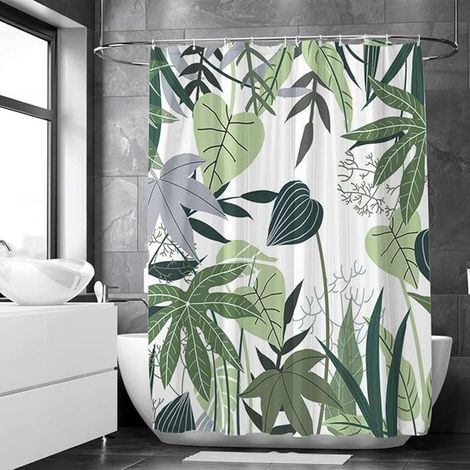 1 rideau de douche anti-moisissure, polyester imperméable, jungle 80L x 200H cm, motif tendance, pour petite salle de bain ou douche italienne