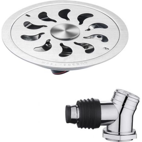 Runder Edelstahl-Bodenablauf, geruchsisolierend, geeignet zum Schutz von Dusch- und Küchenabläufen, 14 cm.