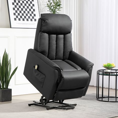 Fauteuil électrique debout, Fauteuil télé, Fauteuil avec appui debout, fonction de couchage, cuir synthétique, 80 x 94 x 104 cm, noir (1/5)