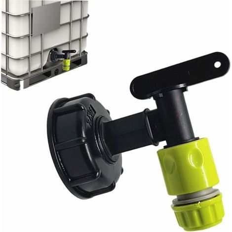 Robinet Cuve 1000l Plastique avce Raccord Tuyau d'arrosage, Adaptateur de Robinet de Réservoir IBC, Connecteur à Filetage 3/4 Pouces Pour Recuperateur Eau de Pluie, Réservoir de Carburant- (1/5)