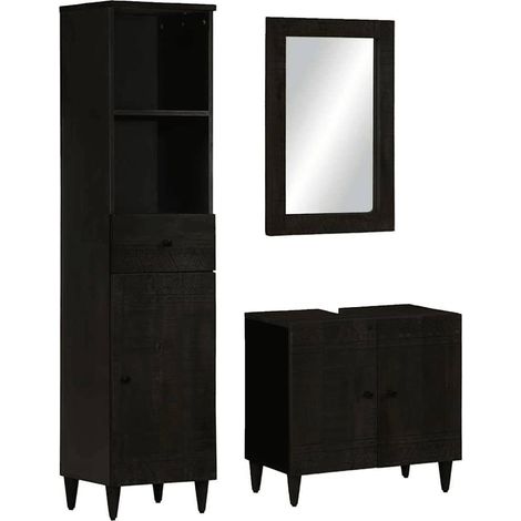 Conjunto de muebles de baño 3 piezas madera maciza de mango vidaXL (1/5)