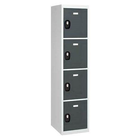 Vestiaire Colonne 4 cases - Elément départ - gris anthracite - Maxiburo