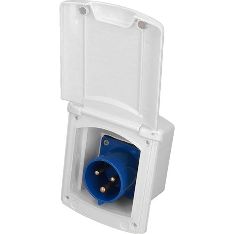Prise électrique extérieure 32A 220V-250V pour camping-car, boîtier étanche encastrable, socle 3 broches avec couvercle, blanc, fixation pour caravane (1/5)