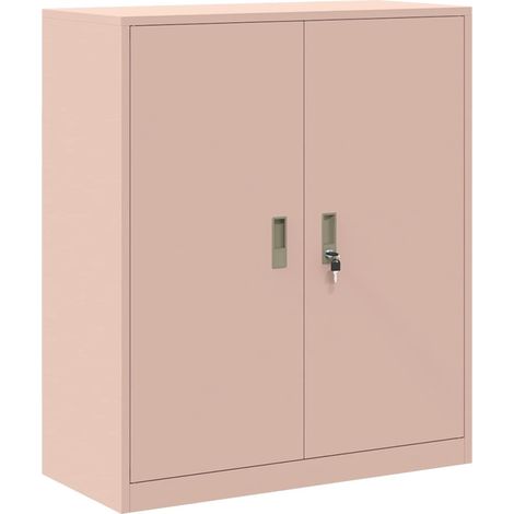 Armadio portaoggetti moderno con ante chiudibili a chiave 90 x 40 x 105 cm in acciaio laminato a freddo rosa 020054822